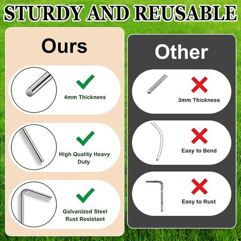KLASIT Tent Stakes Heavy Duty-20Pack7.1In Ground Stakes | Treated With Galvanization for Waterproof and Rust-Proof Properties,Outdoor Decoration,Camping,Tents,Gardens,Tarpaulins in Saudi Arabia