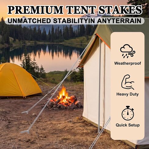 KLASIT Tent Stakes Heavy Duty-20Pack7.1In Ground Stakes | Treated With Galvanization for Waterproof and Rust-Proof Properties,Outdoor Decoration,Camping,Tents,Gardens,Tarpaulins in Saudi Arabia
