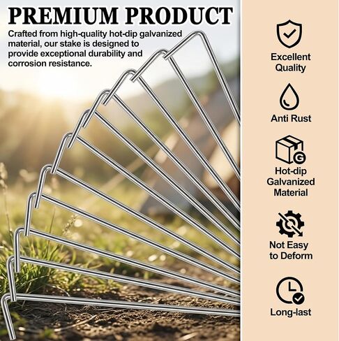 KLASIT Tent Stakes Heavy Duty-20Pack7.1In Ground Stakes | Treated With Galvanization for Waterproof and Rust-Proof Properties,Outdoor Decoration,Camping,Tents,Gardens,Tarpaulins in Saudi Arabia