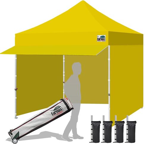Eurmax USA 10x10 Pop Up Canopy,Commercial Tent with Patented No-Tip Rolling Bag,30sqft Extension Awning & 4 Zippered Removable Walls,UV & Water Resistant,Heavy Duty Instant Shelter Gazebo,Forest Green in Saudi Arabia