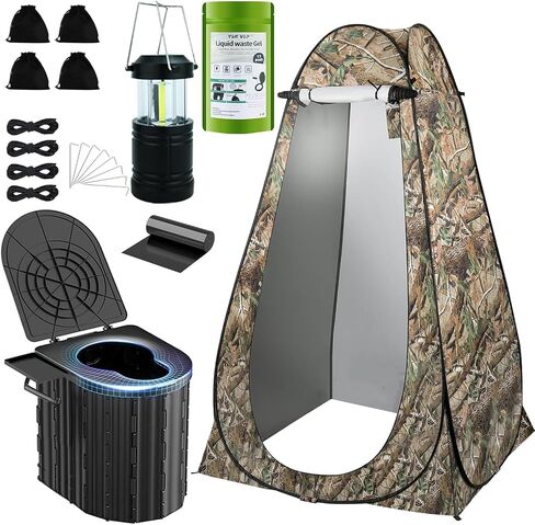 Camping Toilet with Pop-Up Privacy Tent and Liquid Waste Gel, Portable Toilet for Camping with Large Tent, Ergonomic Potty Provides Enhanced Comfort, Suitable for All Ages in Saudi Arabia