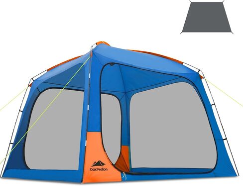 10 X 10ft Screen House Room for Camping, Screened Mesh Net Wall Canopy Tent, UPF 50+ Screen Tent with Floor for Patios Outdoor Camping Activities, Blue & Orange in Saudi Arabia