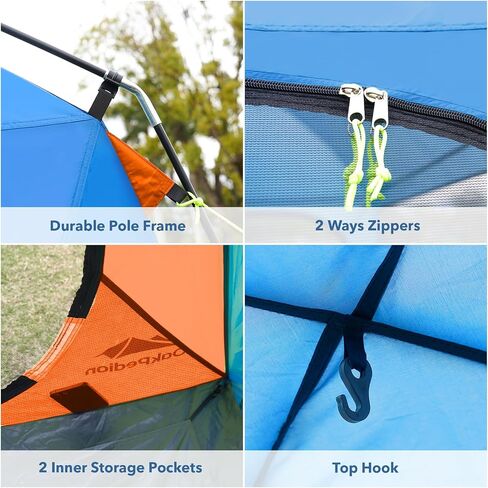 10 X 10ft Screen House Room for Camping, Screened Mesh Net Wall Canopy Tent, UPF 50+ Screen Tent with Floor for Patios Outdoor Camping Activities, Blue & Orange in Saudi Arabia