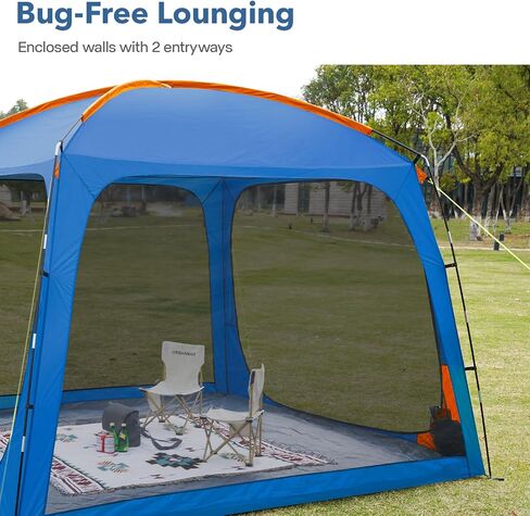 10 X 10ft Screen House Room for Camping, Screened Mesh Net Wall Canopy Tent, UPF 50+ Screen Tent with Floor for Patios Outdoor Camping Activities, Blue & Orange in Saudi Arabia