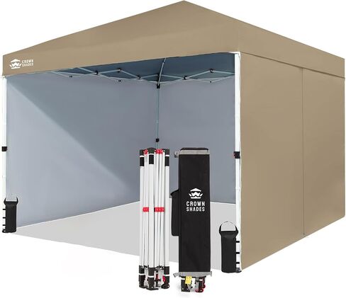 CROWN SHADES 10X10 Commercial Instant Pop Up Canopy Tent, Gray | 300D Silver-Coated Fabric, CenterLok One Push Tent, STO-N-Go Bag, 3 Height Adjustment, 4 Sidewalls in Saudi Arabia