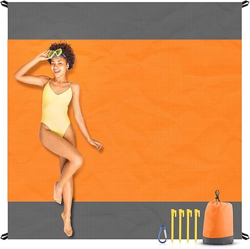EASYFUN Beach Blanket Sandproof Oversized, 79''×83'' Extra Large Beach Mat, Portable Picnic Mat for Travel Camping Hiking, Lightweight Beach Essentials Family Water Resistant Mat in Saudi Arabia