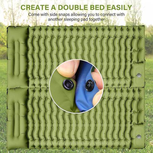 FUN PAC Camping Sleeping Pad, Ultralight Camping Mat with Pillow, Built-in Foot Pump Inflatable Sleeping Pads Compact for Camping Backpacking Hiking Traveling Tent,Single,Green in Saudi Arabia