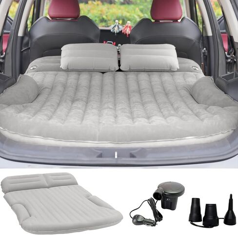 KMZ SUV Air Mattress Thickened and Double-Sided Flocking Travel Camping Bed with 2 Pillows & Electric Pump Dedicated Mobile Cushion Inflatable Bed for SUV Trunk and Rear Seat (Dark Gray) | Travel Inflatable Bed with 2 Pillows & Electric Pump, Mobile Cushi in Saudi Arabia
