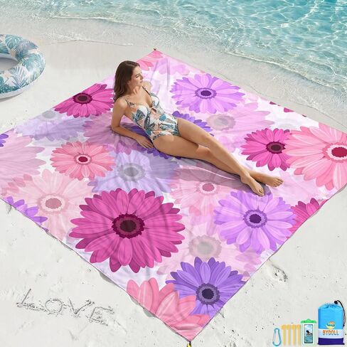 BYDOLL Beach Blanket Waterproof Sandproof,78''X81''/78''X110'' Large Sand Free Oversized Lightweight Sand Resistant Blanket, Picnic Mat for Beach Travel Camping Hiking Essentials in Saudi Arabia