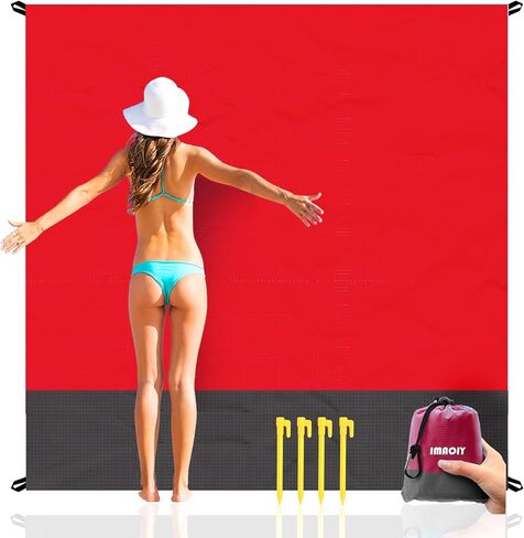 Beach Blanket Sandproof Waterproof, Beach Essentials Extra Large Beach Mat, 79" x 55" Oversized Durable Outdoor Picnic Mat Storage Bag for 1-4 Adults, Beach Accessories for Travel, Camping, Hiking in Saudi Arabia