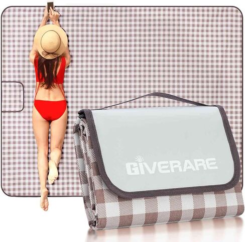 GIVERARE Picnic Beach Blanket, XL Sandfree Waterproof Outdoor Camping Blanket, Quick Drying Oxford Family Mat, Portable Extra Large Picnic Mat for Travel, Hiking, Music Festival, Lawn in Saudi Arabia