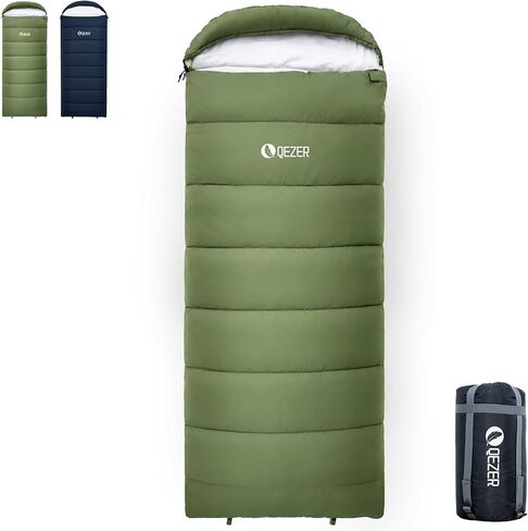 Sleeping Bag for Adults, Lightweight Sleeping Bag for Camping | 41°F-70°F, Hollow Fiber Fill, Full-Length Zipper, Compression Sack, Camping Travel Backpacking, Machine Washable in Saudi Arabia