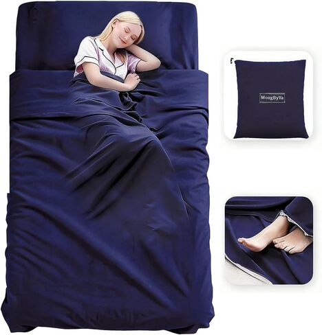 Sleeping Bag Liner, Compact Travel Sheets for Hotel Hostel | Ultralight 4 Seasons Adult Sleep Sack for Camping Backpacking, Comfy Breathable & Easy Care, 3 Sizes in Saudi Arabia