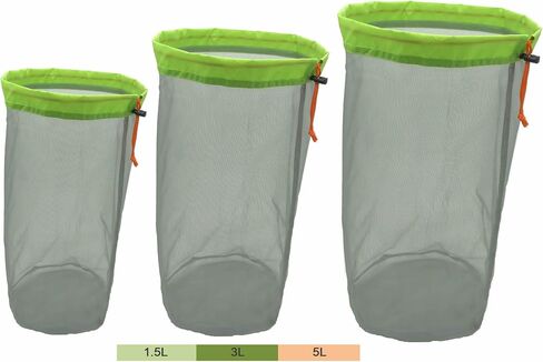 Alemon Mesh Stuff Sack, Drawstring Ditty Bags Storage Pouch Bag Stuff Sacks for Backpacking Travel Camping Hiking, Ultralight, Small to XXlarge Set of 5 in Saudi Arabia