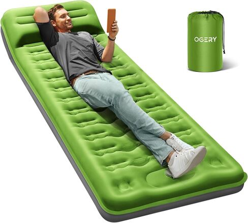 OGERY Sleeping Pad for Camping, 6" Extra-Thick Reinforced Camping Pad | Sleeping Mat With Pillows & Built-in Foot Pump, Ultralight Inflating Camping Mattress, For Backpacking Tent Hiking Travel in Saudi Arabia