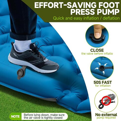 Double Camping Sleeping Pad, 4"" Extra Thick 2 Person Inflatable Sleeping Pad with Built-in Foot Pump & Pillow, Ultralight Self Inflating Camping Mattress for Tent, Backpacking, Hiking, Travel, RV in Saudi Arabia