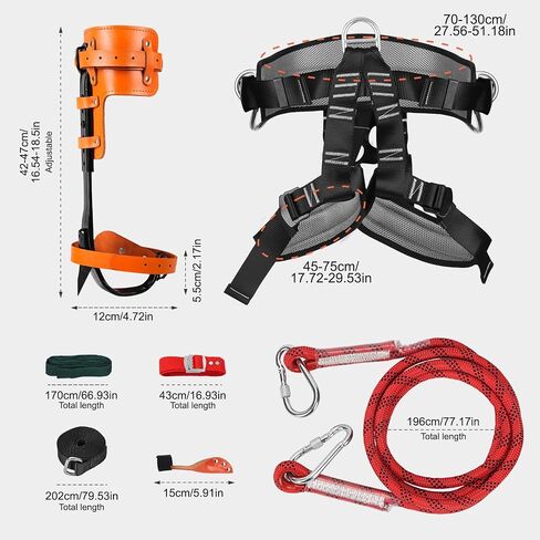 Tree Climbing Spikes Set,Adjustable Tree Climbing Gear,350lbs Load | Heavy Duty Steel Spurs with Rope & Spike Protectors, Complete Arborist Equipment,Jungle Survival & Fruit Picking Kit in Saudi Arabia