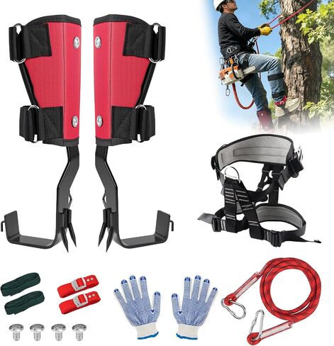 Tree Climbing Spikes Set, Professional Climbing Gear, Adjustable Climb Kit | 350 lbs Load Capacity, Arborist Tree Climb Spurs for Outdoor Use, Climbers, Tree Trimming, Hunting, Fruit Harvesting in Saudi Arabia