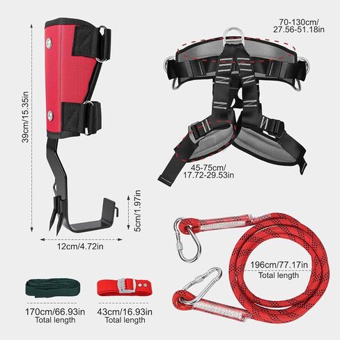 Tree Climbing Spikes Set, Professional Climbing Gear, Adjustable Climb Kit | 350 lbs Load Capacity, Arborist Tree Climb Spurs for Outdoor Use, Climbers, Tree Trimming, Hunting, Fruit Harvesting in Saudi Arabia