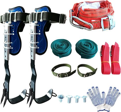 2 Pack Tree Climbing Spikes Set | Upgraded, Adjustable Stainless Steel Spurs, Safety Harness Belt, Non-Slip Foot Pedals, Fruit Harvesting & Outdoor Sports in Saudi Arabia