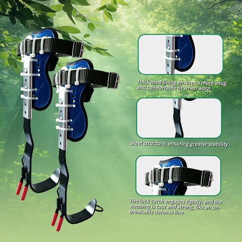 2 Pack Tree Climbing Spikes Set | Upgraded, Adjustable Stainless Steel Spurs, Safety Harness Belt, Non-Slip Foot Pedals, Fruit Harvesting & Outdoor Sports in Saudi Arabia