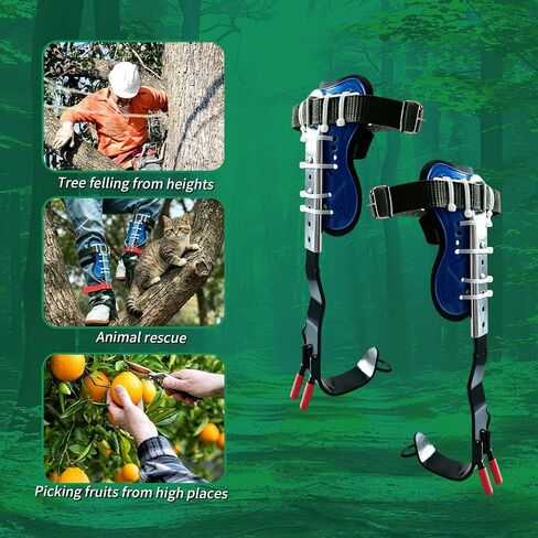 2 Pack Tree Climbing Spikes Set | Upgraded, Adjustable Stainless Steel Spurs, Safety Harness Belt, Non-Slip Foot Pedals, Fruit Harvesting & Outdoor Sports in Saudi Arabia