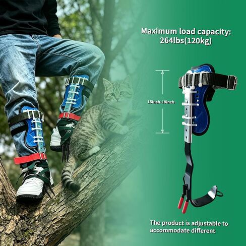 2 Pack Tree Climbing Spikes Set | Upgraded, Adjustable Stainless Steel Spurs, Safety Harness Belt, Non-Slip Foot Pedals, Fruit Harvesting & Outdoor Sports in Saudi Arabia