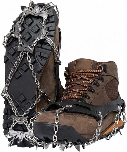 Trail Spikes Crampons Ice Grips for Hiking - Winter Shoes/Boots with 14 Stainless Steel Spikes, Anti-Slip Traction Cleats for Snow Ice Walking Climbing Mountaineering in Saudi Arabia