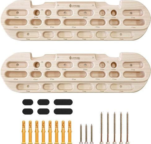 Hangboard Rock Climbing Fingerboard Training - Wooden Climbing Hang Board with Finger Pockets Multiple Depths Dual Slopes - Board Trainer for Pull Ups Grip Strength Endurance in Saudi Arabia