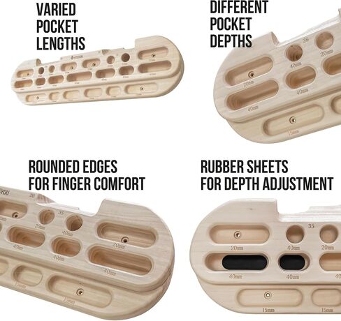 Hangboard Rock Climbing Fingerboard Training - Wooden Climbing Hang Board with Finger Pockets Multiple Depths Dual Slopes - Board Trainer for Pull Ups Grip Strength Endurance in Saudi Arabia