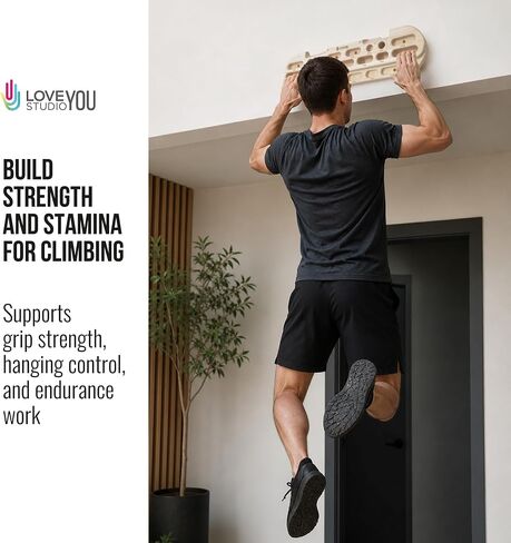 Hangboard Rock Climbing Fingerboard Training - Wooden Climbing Hang Board with Finger Pockets Multiple Depths Dual Slopes - Board Trainer for Pull Ups Grip Strength Endurance in Saudi Arabia