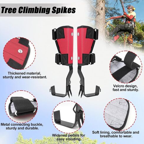 Tree Climbing Spikes Set,Tree Climbing Gear with Rope & Straps | Tree Climbing Kit for Climbers, Hunting, Fruit Picking ,Logging Etc（Red） in Saudi Arabia