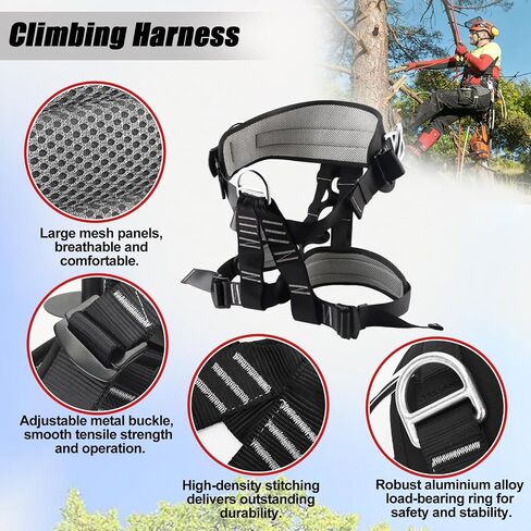 Tree Climbing Spikes Set,Tree Climbing Gear with Rope & Straps | Tree Climbing Kit for Climbers, Hunting, Fruit Picking ,Logging Etc（Red） in Saudi Arabia