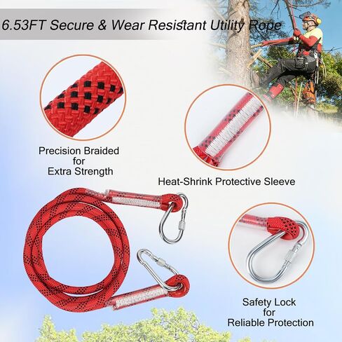 Tree Climbing Spikes Set,Tree Climbing Gear with Rope & Straps | Tree Climbing Kit for Climbers, Hunting, Fruit Picking ,Logging Etc（Red） in Saudi Arabia