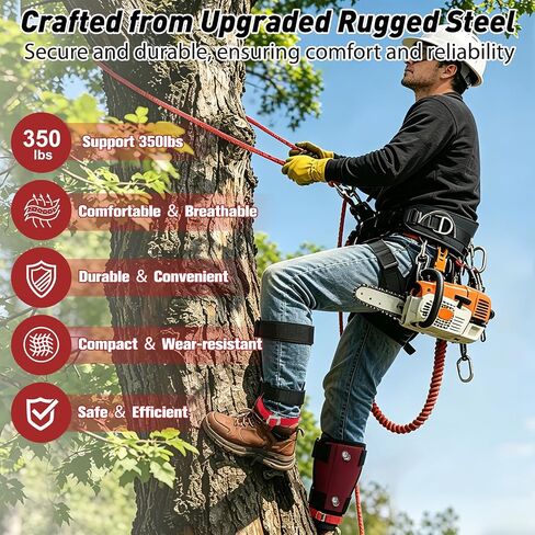 Tree Climbing Spikes Set,Tree Climbing Gear with Rope & Straps | Tree Climbing Kit for Climbers, Hunting, Fruit Picking ,Logging Etc（Red） in Saudi Arabia