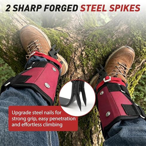 Tree Climbing Spikes Set,Tree Climbing Gear with Rope & Straps | Tree Climbing Kit for Climbers, Hunting, Fruit Picking ,Logging Etc（Red） in Saudi Arabia