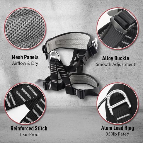 Tree Climbing Spikes Set, 350LB Capacity Adjustable Climbing Gear | Arborist Kit with 64FT Rope, Straps & Gloves, Heavy-Duty Alloy Steel Spurs for Tree Trimming, Hunting & Fruit Picking in Saudi Arabia