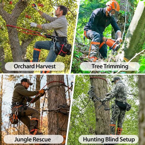 Tree Climbing Spikes Set, 350LB Capacity Adjustable Climbing Gear | Arborist Kit with 64FT Rope, Straps & Gloves, Heavy-Duty Alloy Steel Spurs for Tree Trimming, Hunting & Fruit Picking in Saudi Arabia