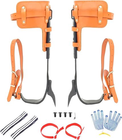 Upgrade Leather Tree Climbing Spikes,Tree Climbing Gear,Tree Spurs with Adjustable Length Design,Tree Spikes for Climbing,Tree Spikes for Tree Work,Logging, Fruit Picking (Yellow) in Saudi Arabia