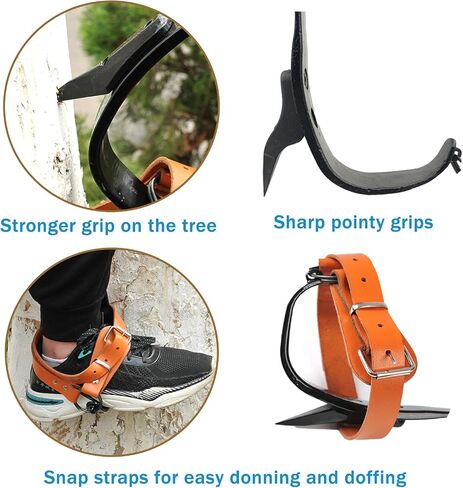 Upgrade Leather Tree Climbing Spikes,Tree Climbing Gear,Tree Spurs with Adjustable Length Design,Tree Spikes for Climbing,Tree Spikes for Tree Work,Logging, Fruit Picking (Yellow) in Saudi Arabia