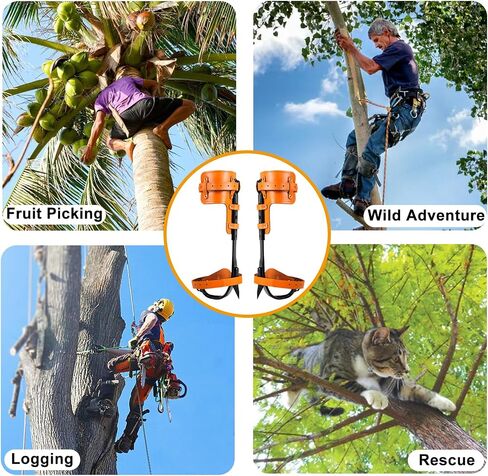 Upgrade Leather Tree Climbing Spikes,Tree Climbing Gear,Tree Spurs with Adjustable Length Design,Tree Spikes for Climbing,Tree Spikes for Tree Work,Logging, Fruit Picking (Yellow) in Saudi Arabia