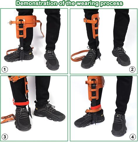 Upgrade Leather Tree Climbing Spikes,Tree Climbing Gear,Tree Spurs with Adjustable Length Design,Tree Spikes for Climbing,Tree Spikes for Tree Work,Logging, Fruit Picking (Yellow) in Saudi Arabia