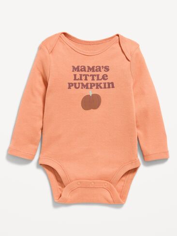 Old Navy Long-Sleeve Graphic Bodysuit for Baby - Juicy Apricot in Kuwait