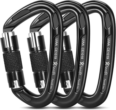 25kN Heavy Duty Climbing Carabiner - UIAA Certified Large Auto Locking Clip | Ultra Lightweight 7075 Aluminum Gear with 5620lbs Capacity - Secures Hammocks Big Dogs or Tree Rescue Equipment safely in Saudi Arabia