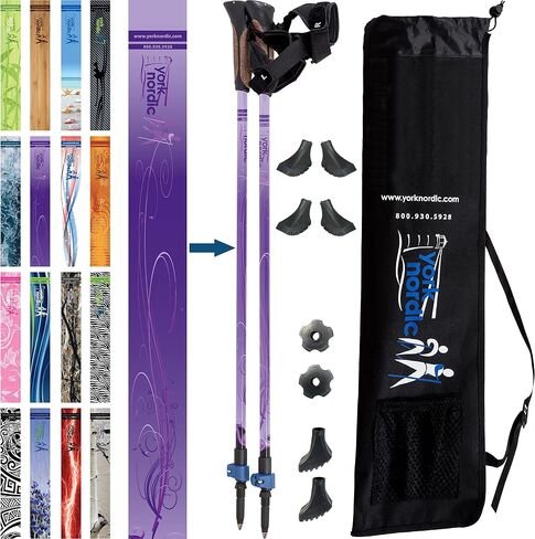 Nordic Tapered Four Pack Rubber Tips + York Nordic Purple Haze Nordic Walking Poles in Saudi Arabia