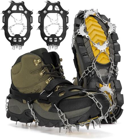 Tomaje 24 Spikes Crampons for Shoes, Anti Slip Ice Cleats for Shoes and Boots, Traction Ice Snow Grip with Stainless Steel Spikes and Silicone Men Women for Hiking, Walking, Climbing, Jogging,Fishing in Saudi Arabia