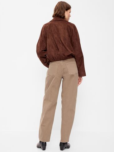 Old Navy High-Waisted Baggy Barrel Jeans - Clay in Kuwait