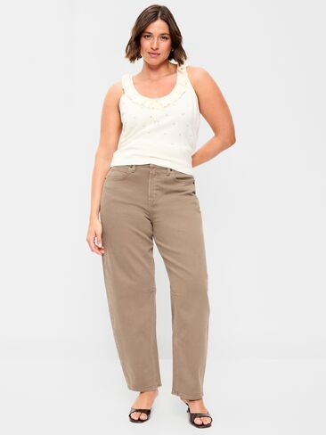 Old Navy High-Waisted Baggy Barrel Jeans - Clay in Kuwait