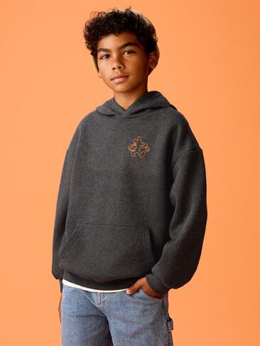 Old Navy Old Navy x Disney Mickey Mouse Oversized Pullover Hoodie for Kids - Charcoal Heather in Kuwait