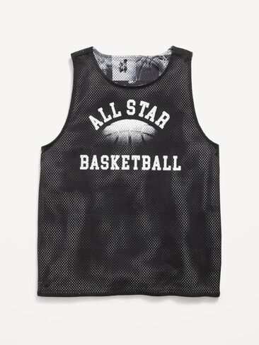 Old Navy Oversized Mesh Reversible Tank Top for Boys - Black Jack in Kuwait